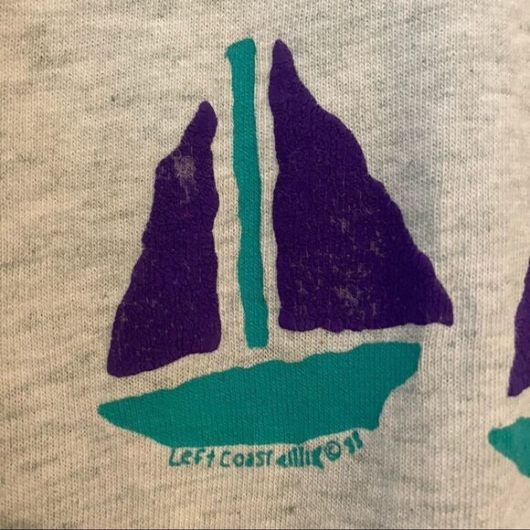 Fruit of the Loom Left Coast Single Stitch XL 1988 Gray Sailboat Cotton T-shirt - Picture 11 of 13